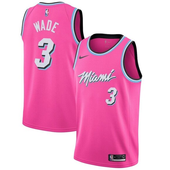 Mens 3 Dwyane Wade Stitched Earned Edition Pink Jersey - Picture 1 of 1